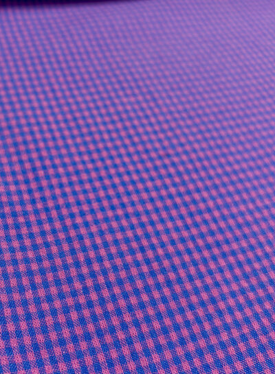 MINI vichy ruitjes kobaltblauw en fuchsia - seersucker