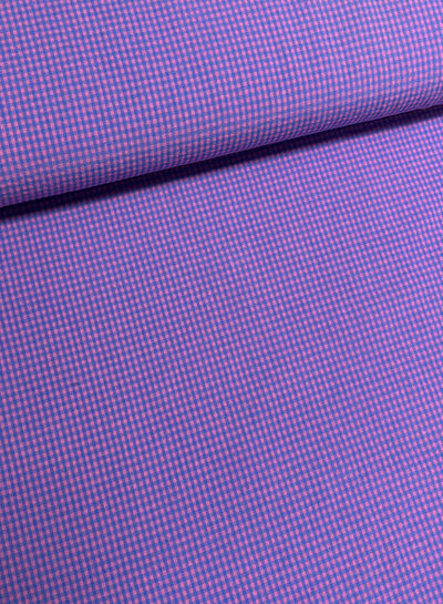 MINI vichy check cobalt blue and fuchsia - seersucker