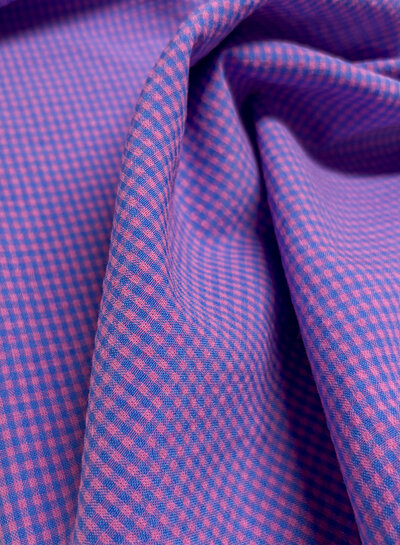 MINI vichy check cobalt blue and fuchsia - seersucker