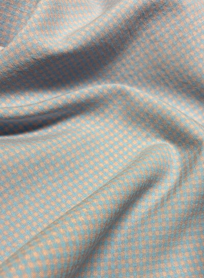 MINI gingham check light blue and salmon pink - seersucker