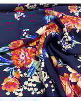 bloemenpracht - marineblauw bamboo popeline