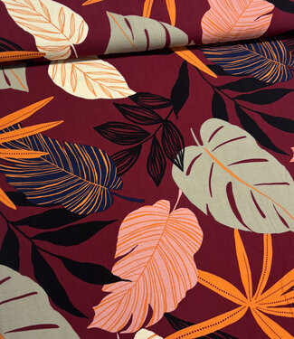 bordeaux leaves - woven viscose