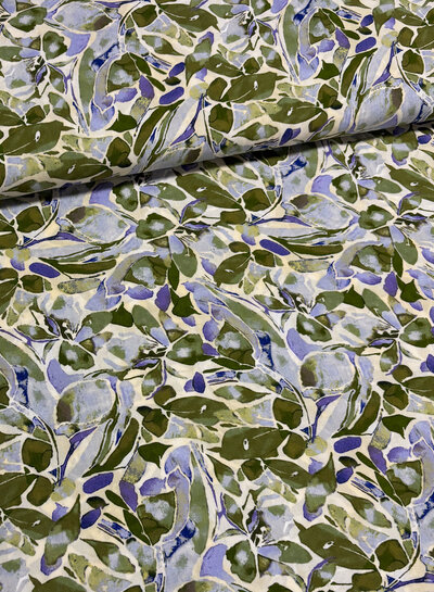 green and purple jungle - beautiful viscose poplin