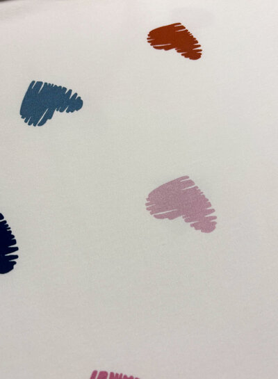 colored hearts - ecru French terry