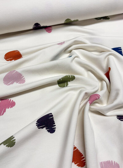 colored hearts - ecru French terry