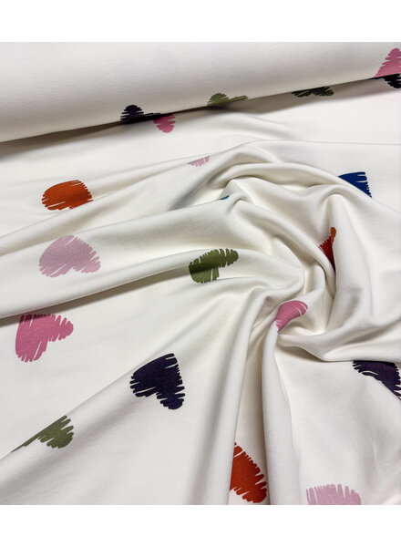 colored hearts - ecru French terry