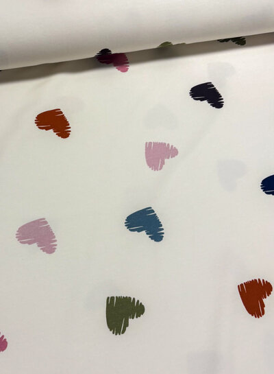 colored hearts - ecru French terry