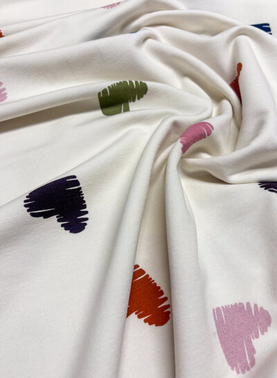 colored hearts - ecru French terry