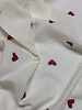 ecru - hearts - embroidery tetra double gauze