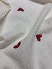 ecru - hearts - embroidery tetra double gauze