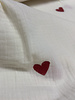 ecru - hearts - embroidery tetra double gauze