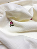 ecru - paarse bloemetjes - embroidery tetra double gauze