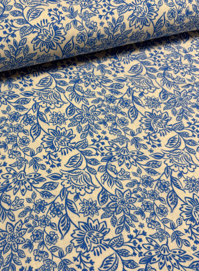 aqua blauwe bloemen - tetra double gauze