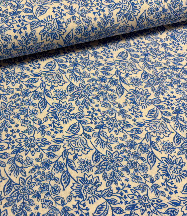 aqua blauwe bloemen - tetra double gauze