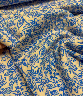 aqua blauwe bloemen - tetra double gauze