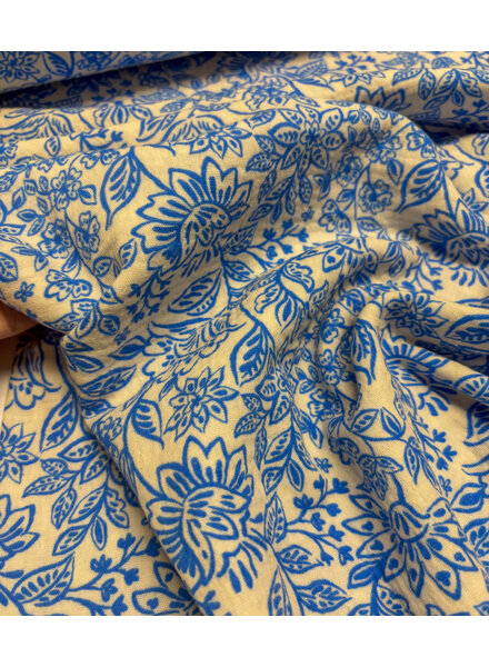 aqua blauwe bloemen - tetra double gauze