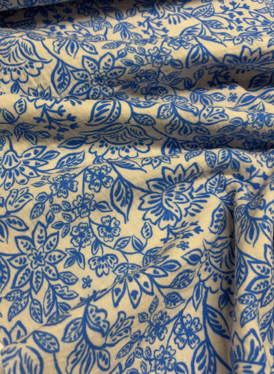 aqua blauwe bloemen - tetra double gauze