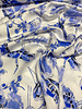 Delft blue birds - satin viscose