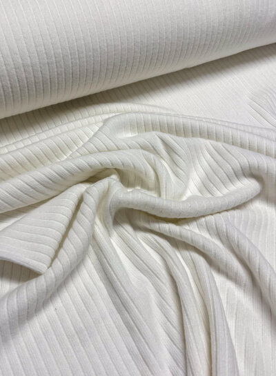 off-white soft knitted ribbed fabric - viscose blend
