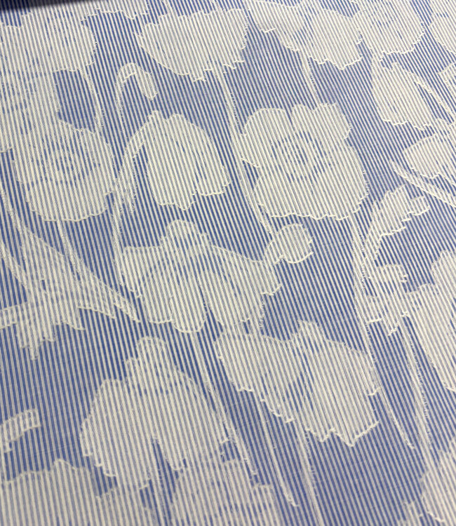 blauw gestreept met ingeweven motief - soepele katoen