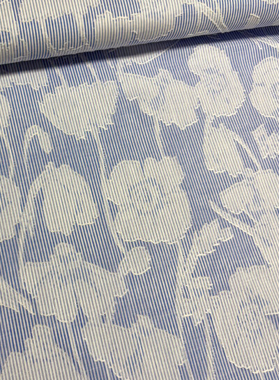 blue striped with woven motif - soft cotton