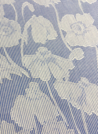 blauw gestreept met ingeweven motief - soepele katoen