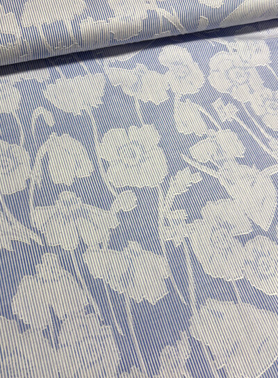 blue striped with woven motif - soft cotton