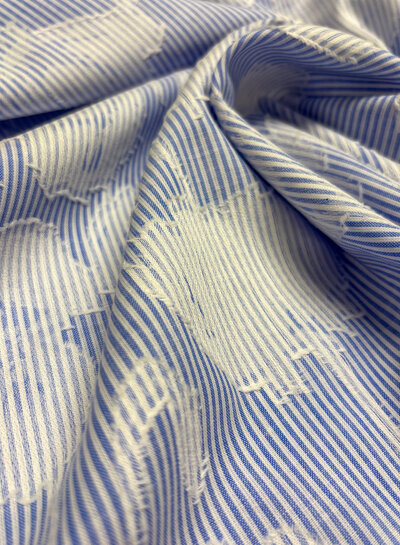 blue striped with woven motif - soft cotton