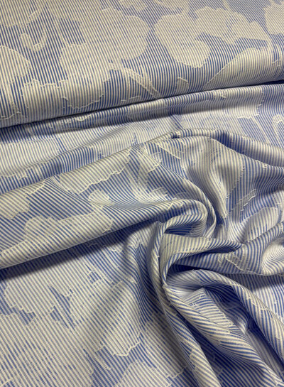 blue striped with woven motif - soft cotton