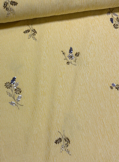 geel gestreept met geborduurde pailletten - viscose mix