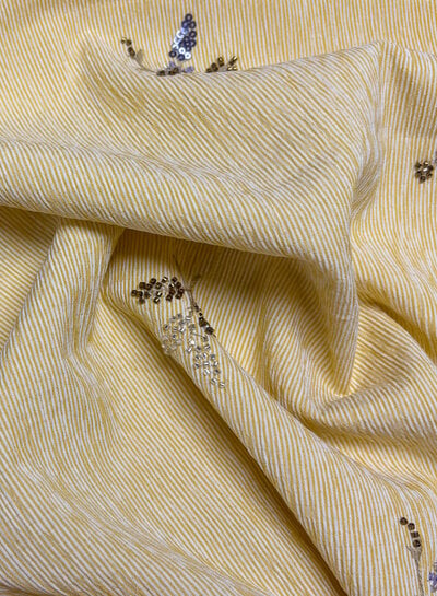 yellow striped with embroidered sequins - viscose mix