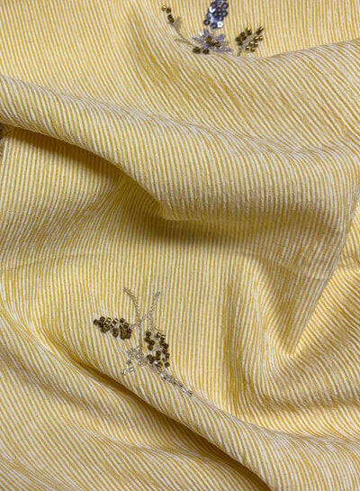 yellow striped with embroidered sequins - viscose mix