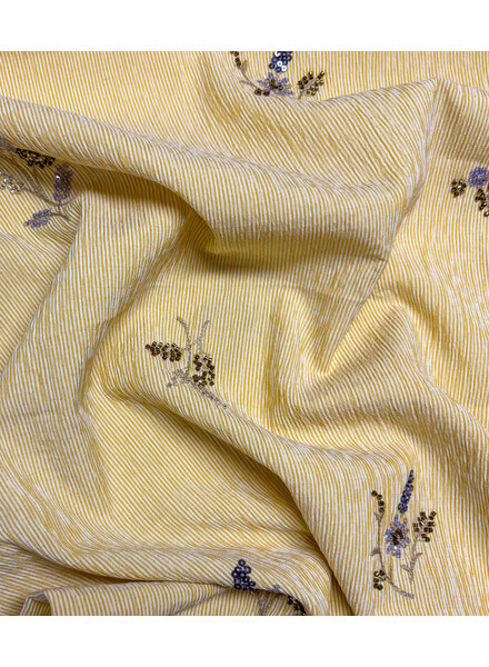geel gestreept met geborduurde pailletten - viscose mix
