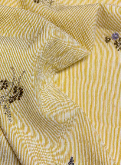 yellow striped with embroidered sequins - viscose mix
