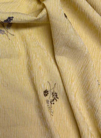 yellow striped with embroidered sequins - viscose mix