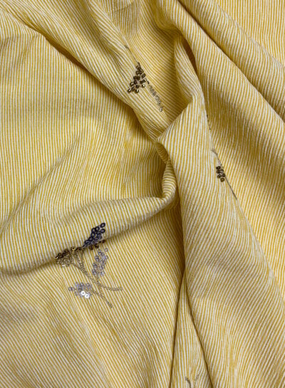 yellow striped with embroidered sequins - viscose mix