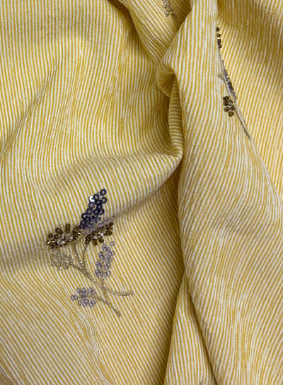 yellow striped with embroidered sequins - viscose mix