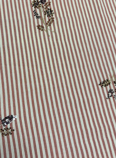 roze gestreept met geborduurde pailletten - viscose mix