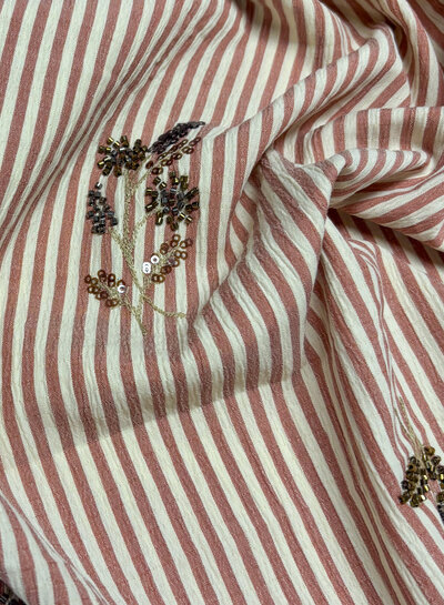pink striped with embroidered sequins - viscose mix