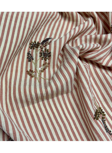 roze gestreept met geborduurde pailletten - viscose mix