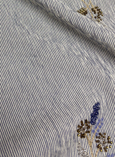 blue striped with embroidered sequins - viscose mix