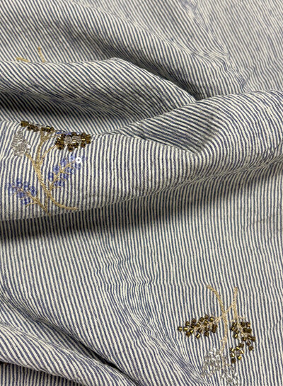 blue striped with embroidered sequins - viscose mix