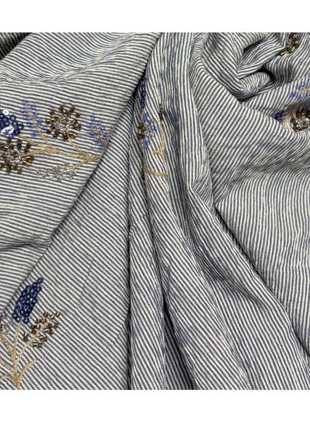 blue striped with embroidered sequins - viscose mix
