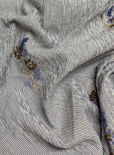 blue striped with embroidered sequins - viscose mix
