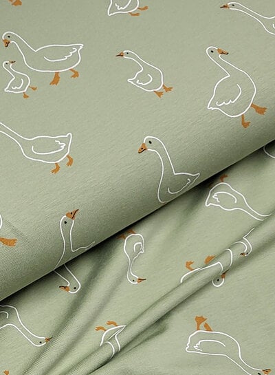 Madeline ducks - jersey - soft green blue