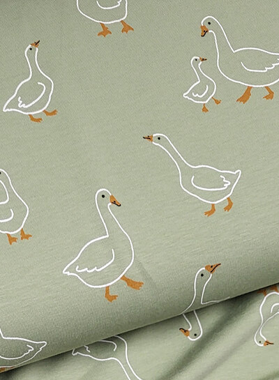 Madeline ducks - jersey - soft green blue