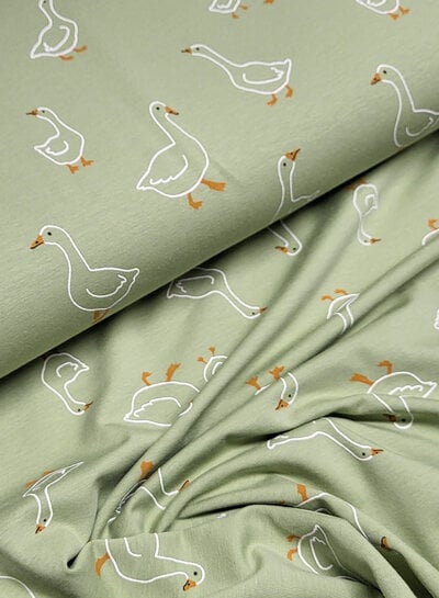 Madeline ducks - jersey - soft green blue