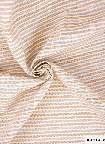 Katia fabrics oker strepen slim sand - recycled canvas