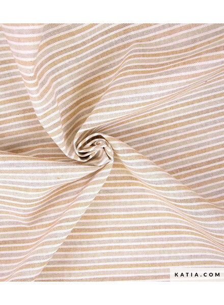 Katia fabrics oker strepen slim sand - recycled canvas
