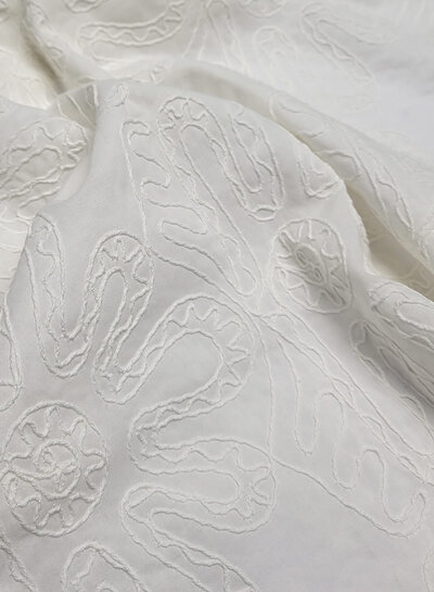 gebroken wit - ton sur ton - embroidery katoen